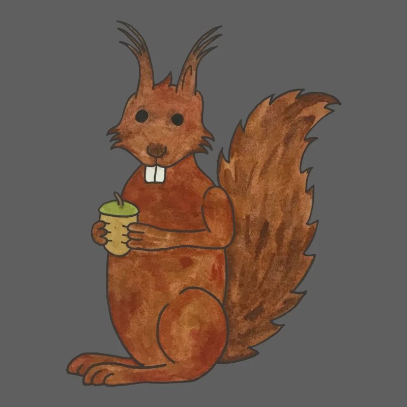 süßes niedliches Eichhörnchen mit Eichennuss