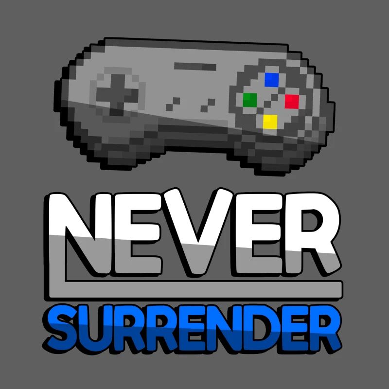 NEVER SURRENDER (Blue) + SNES Controller - Gaming