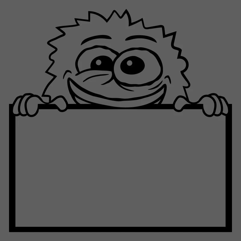 Comic monster behind the wall
