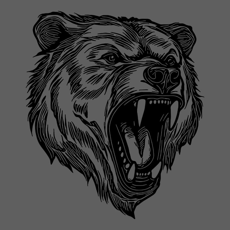 Wild evil bear head with sharp teeth