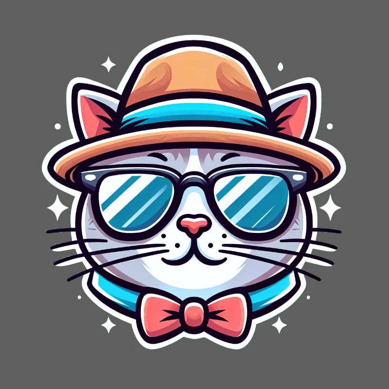 Cute Cat with Hat and Sunglasses - süsse Katze