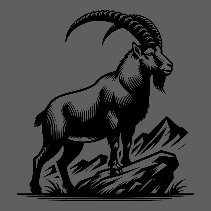 Steinbock mit gewaltigen Hörnern