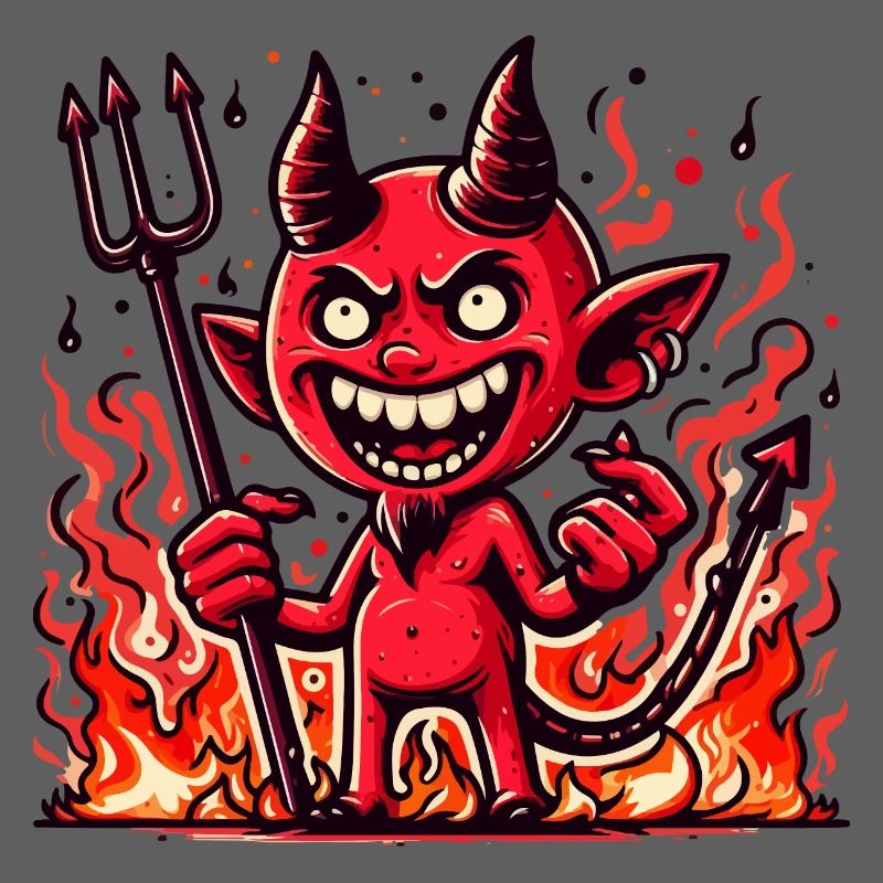 Cartoon Devil in Flames
