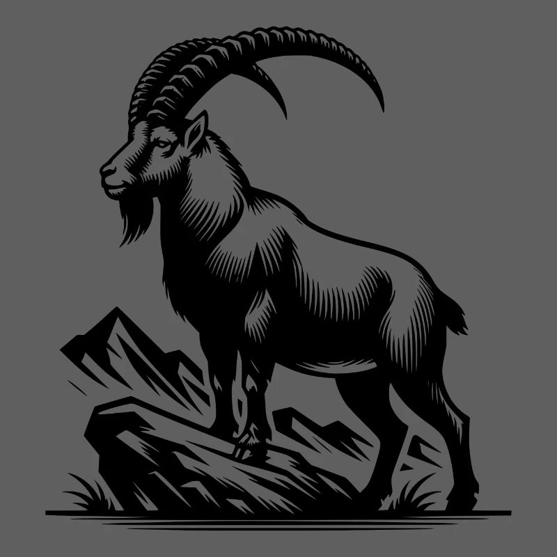 Steinbock mit gewaltigen Hörnern