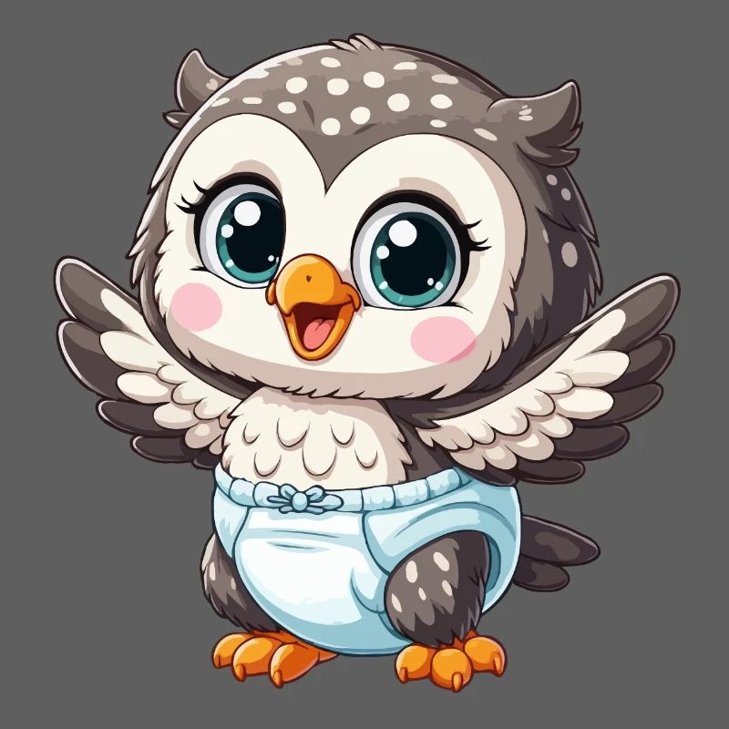 Bébé hibou avec couche