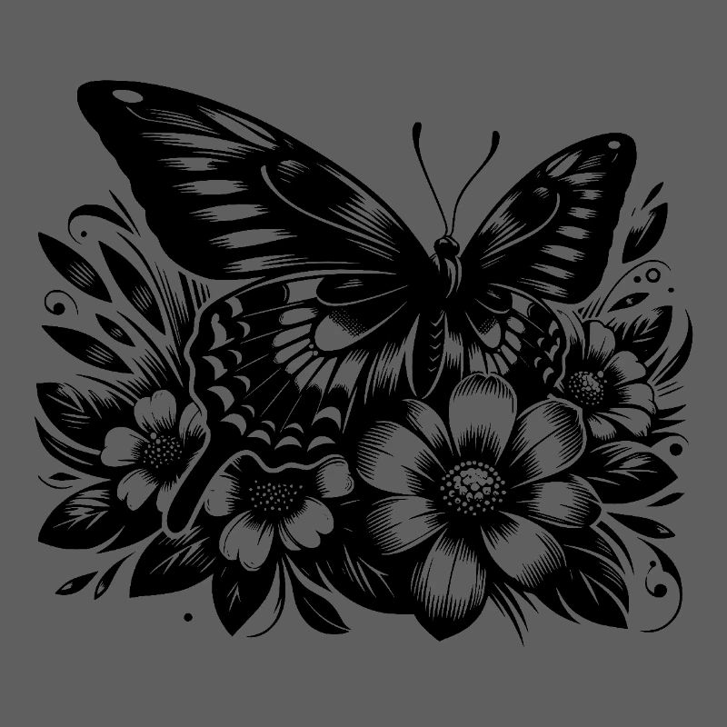 Papillon avec des fleurs florales élégance