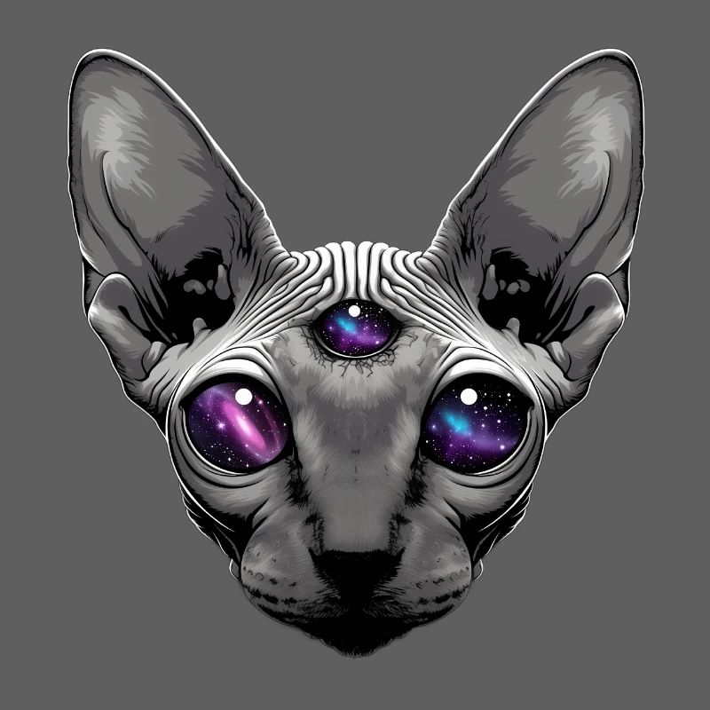 a sphinx cat with big deep black eyes