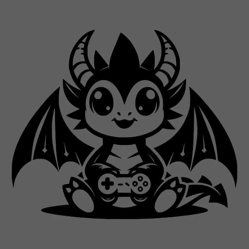 Petit dragon avec cornes et manette