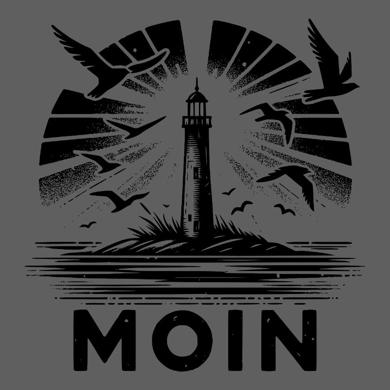 Phare Moin Scène Côtière Avec Mouettes