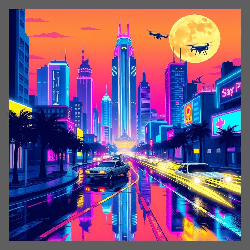 Retro Wave Cityscape: A Nostalgic Journey Through