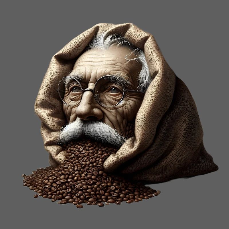 Mann in Kaffeebohnen