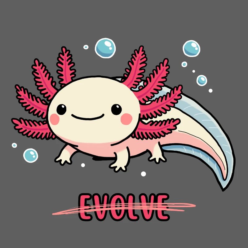 Evolve Axolotl – Cute Motif with Message