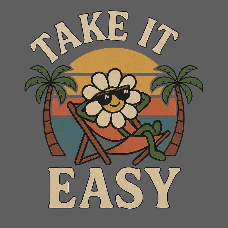 Take It Easy - Conception de fleur vintage drôle