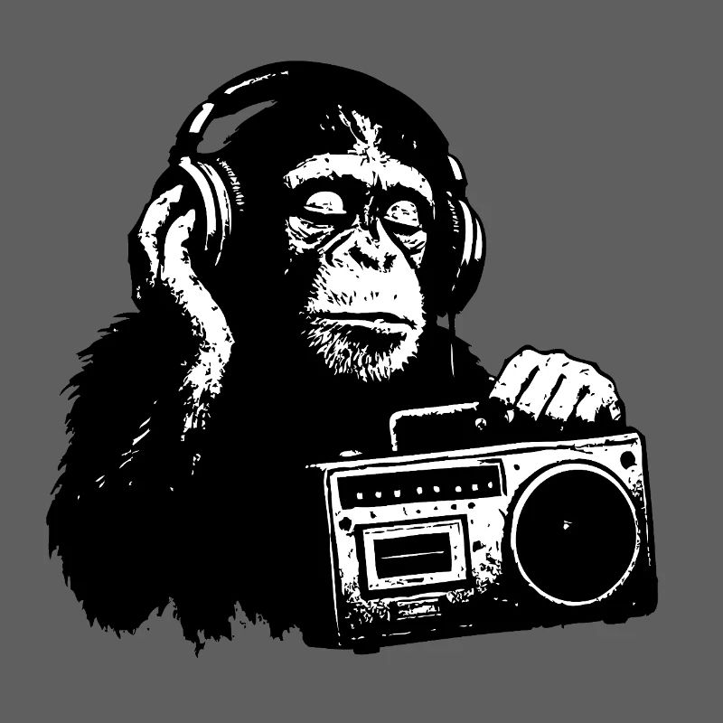 Monkey with cassette recorder