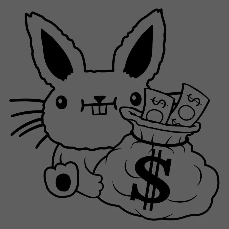 Sac d’argent riches billets de banque de lapin de Pâques