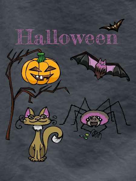 Halloween Pumpkin and Bat Design