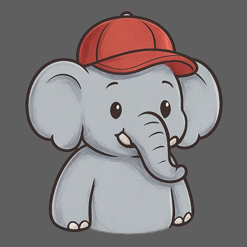 Éléphant avec bonnet rouge – Cute Street Style