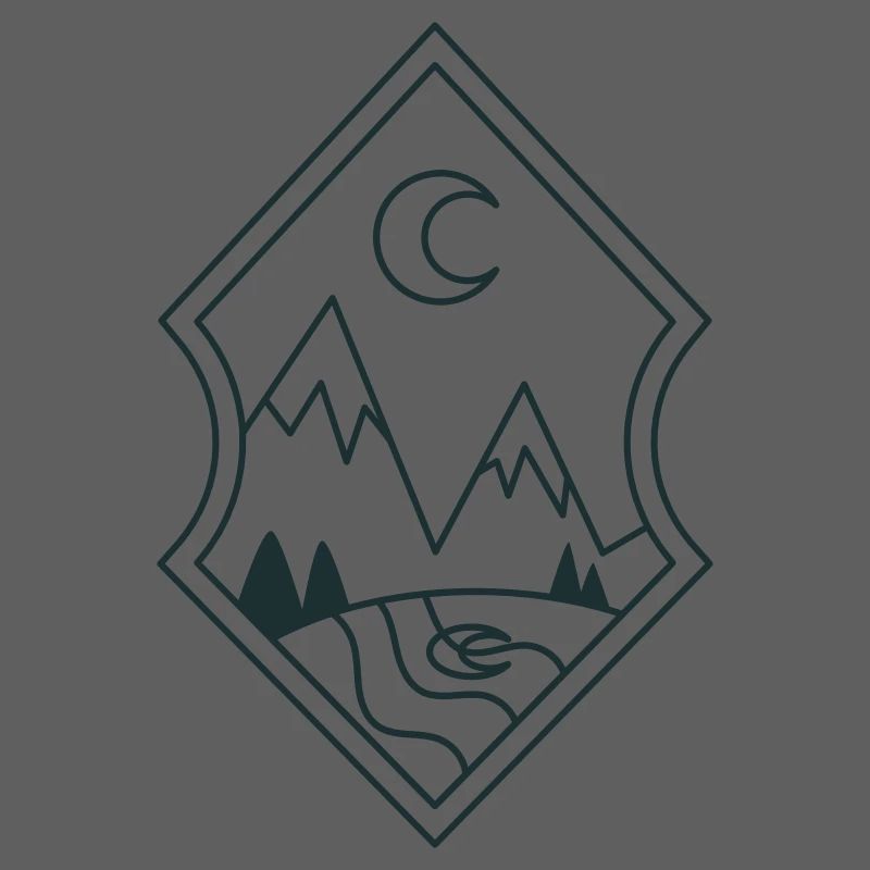 MONTAGNES BOHO au clair de lune et reflet de la lune