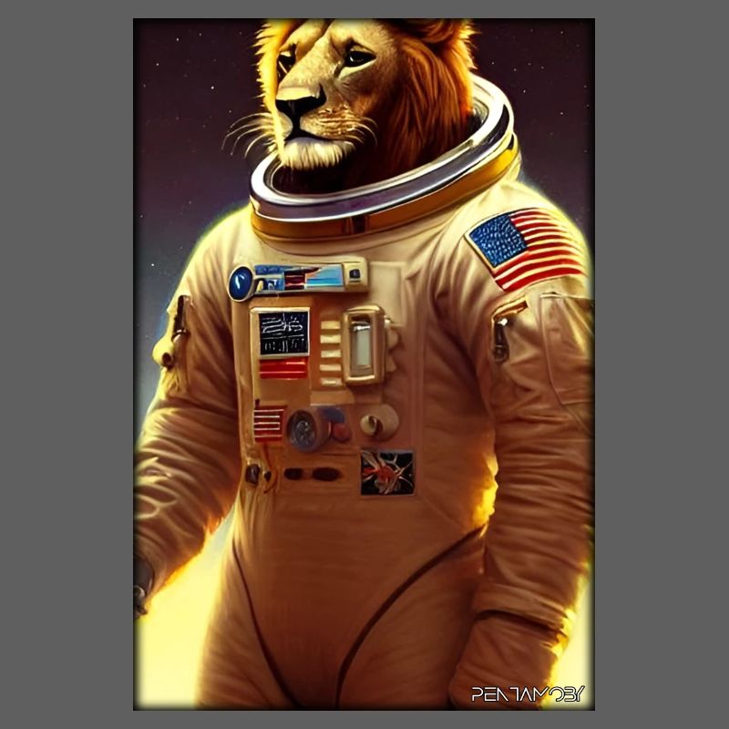 Leo Big Cat Astronaut Future Sci-Fi Technology