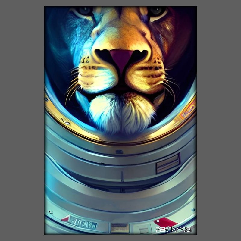 Leo Big Cat Astronaut Future Sci-Fi Technology