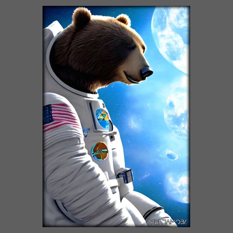 Bear Wildlife Astronaut Future Sci-Fi Technology