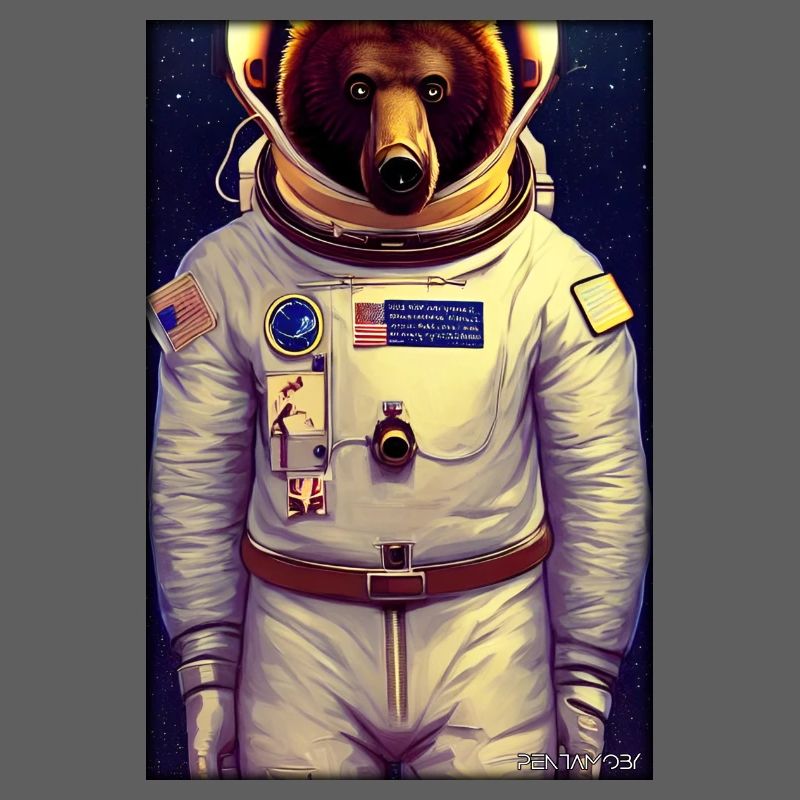 Bear Wildlife Astronaut Future Sci-Fi Technology