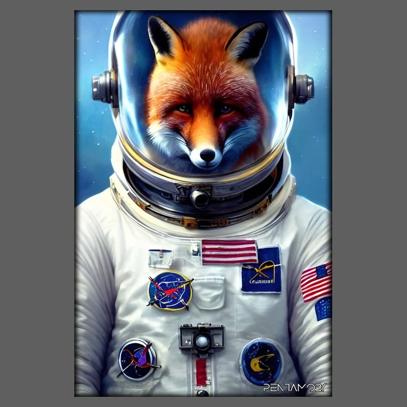 Fox Wildlife Astronaut Future Sci-Fi Technology