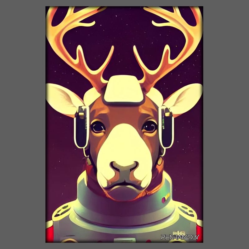 Reindeer Astronaut Future Sci-Fi Technology