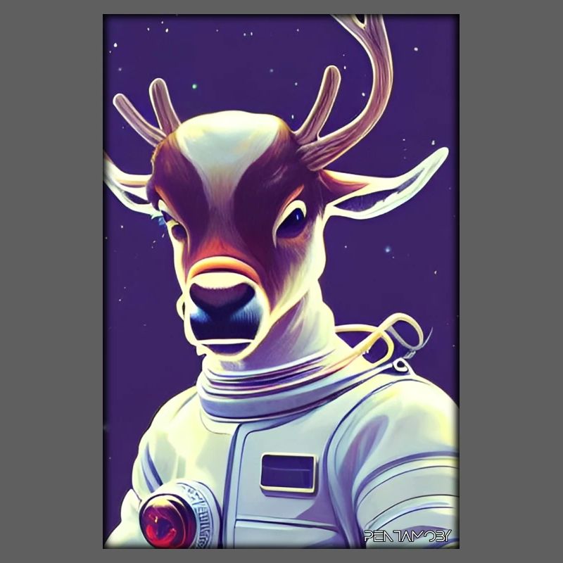 Reindeer Astronaut Future Sci-Fi Technology
