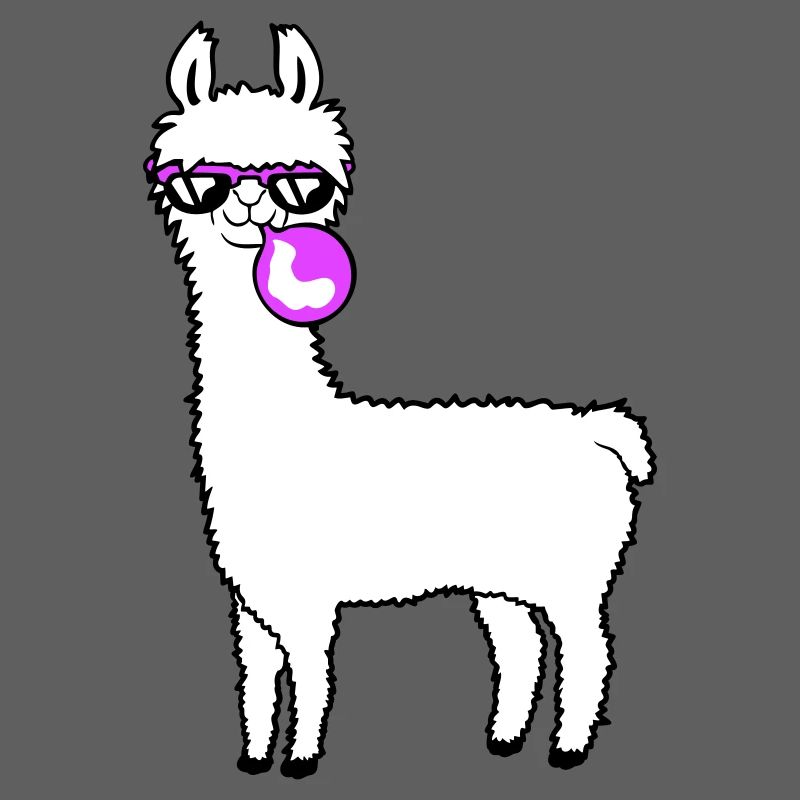 Llama chewing gum bubble bubble blowing alpaca