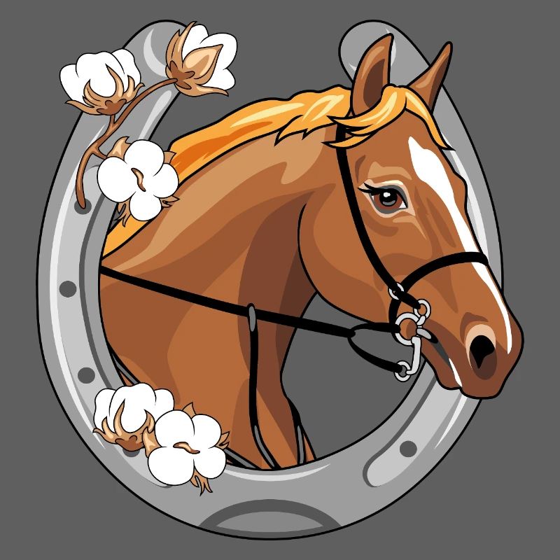 Horse head with a red mane in a frame