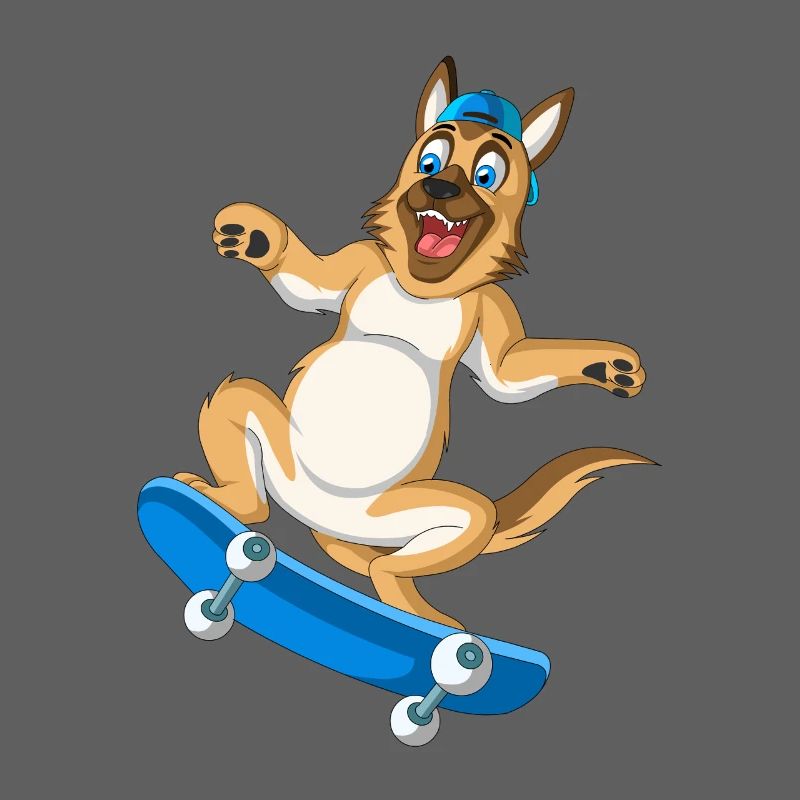 Skateboarding German Shepherd