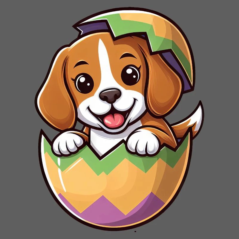 Oeuf de Pâques coloré avec conception de Beagle à éclosion