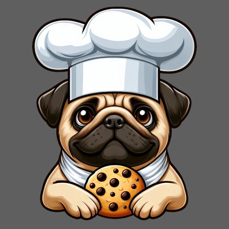 Pug Chef with Biscuit