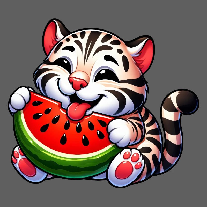 Chat Bengal Avec Pastèque Fruité Drôle