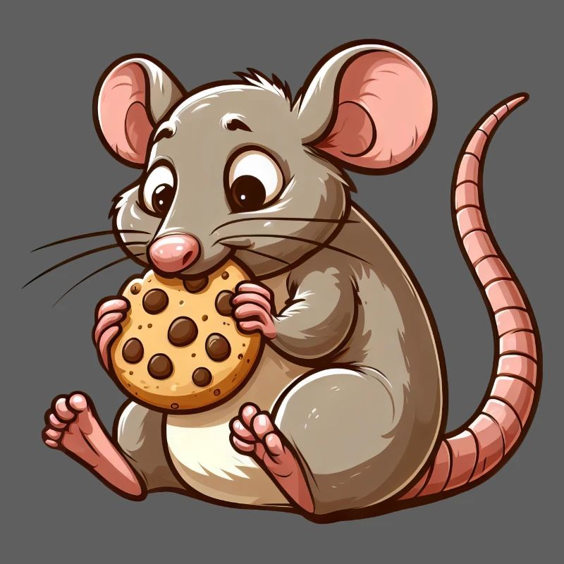 Cute mouse nibbles biscuit