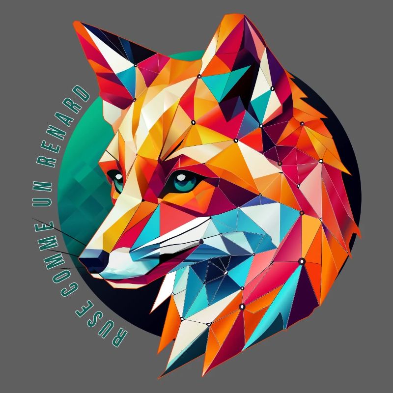 Multicolor Geometric Fox - Abstract Design