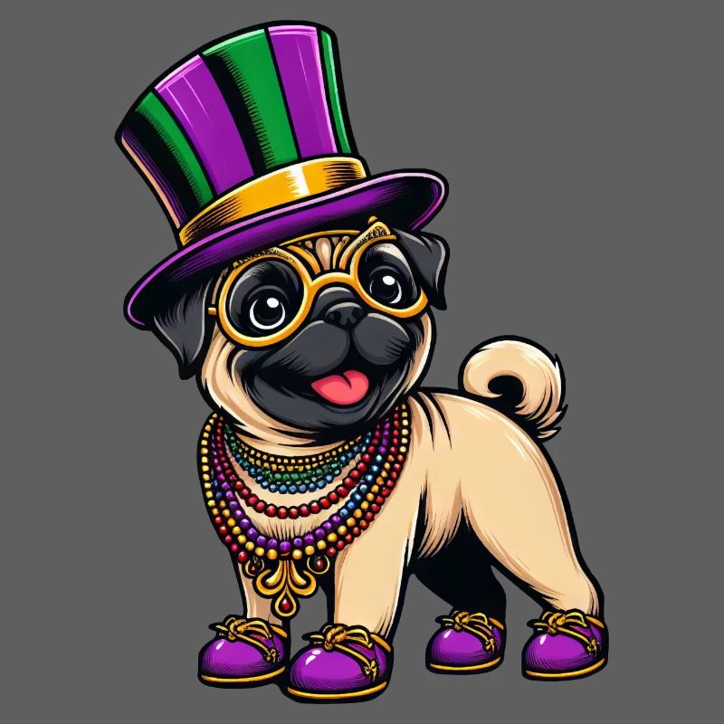 Mardi Gras Mops Hund Comic