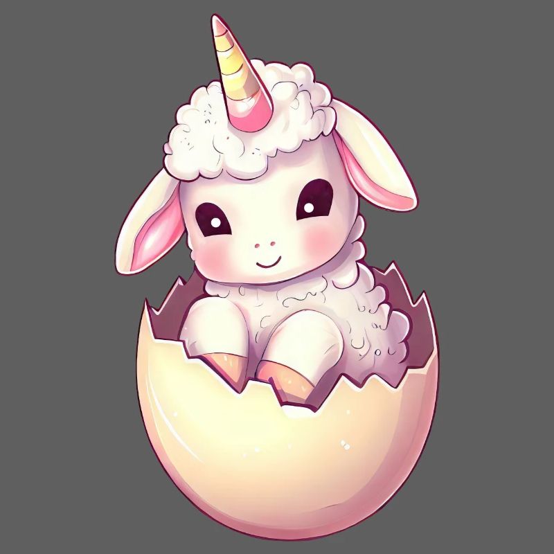 Sheep with unicorn in eggshell Imaginative
