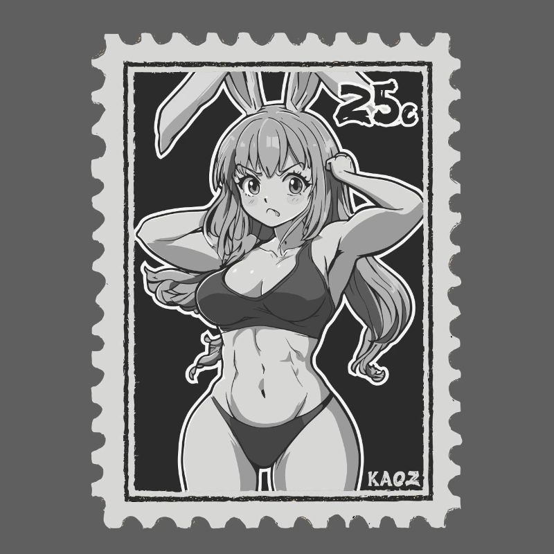 Funny Muscle Bunny as Postage Stamp