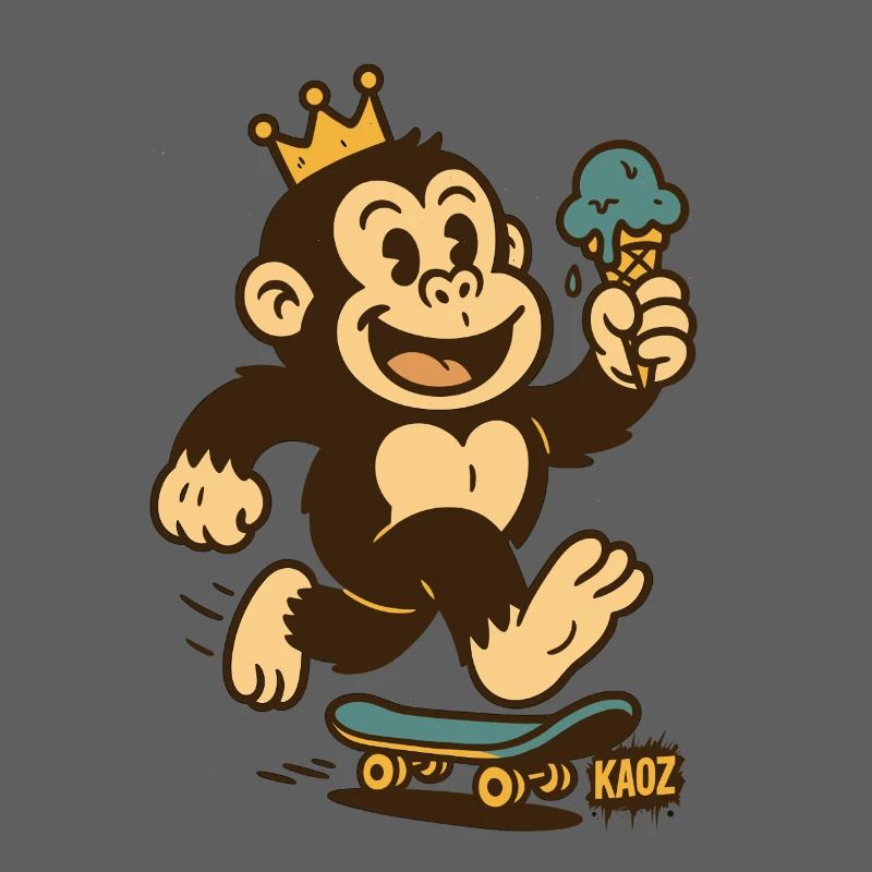 Monkey King on Skateboard with Cream & Crown