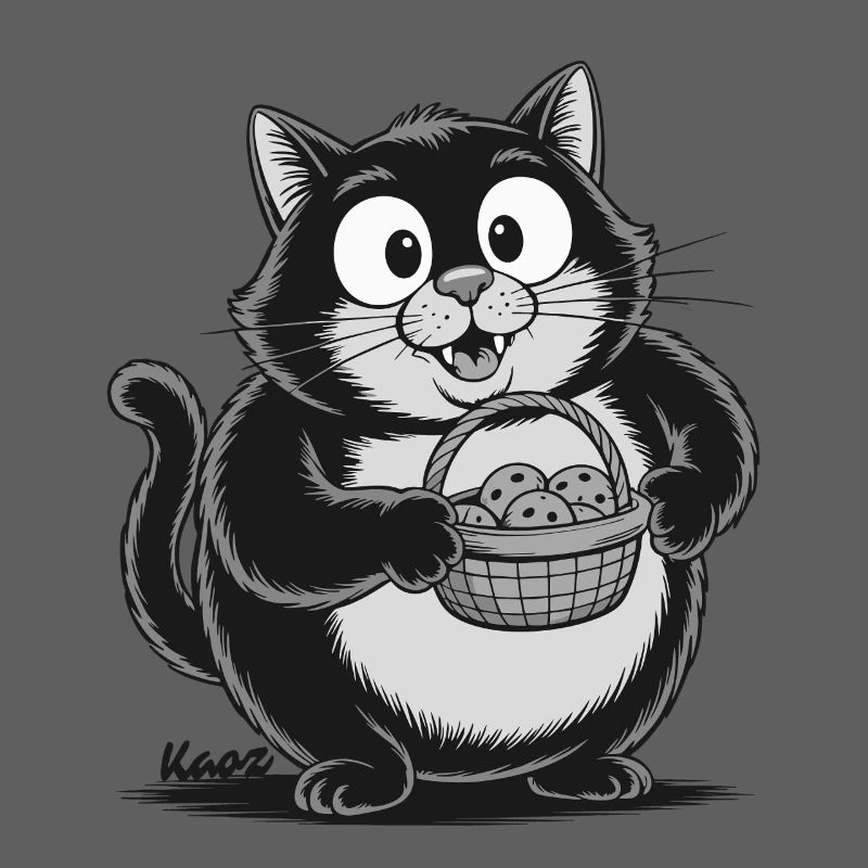 Gros chat avec des collations aux biscuits