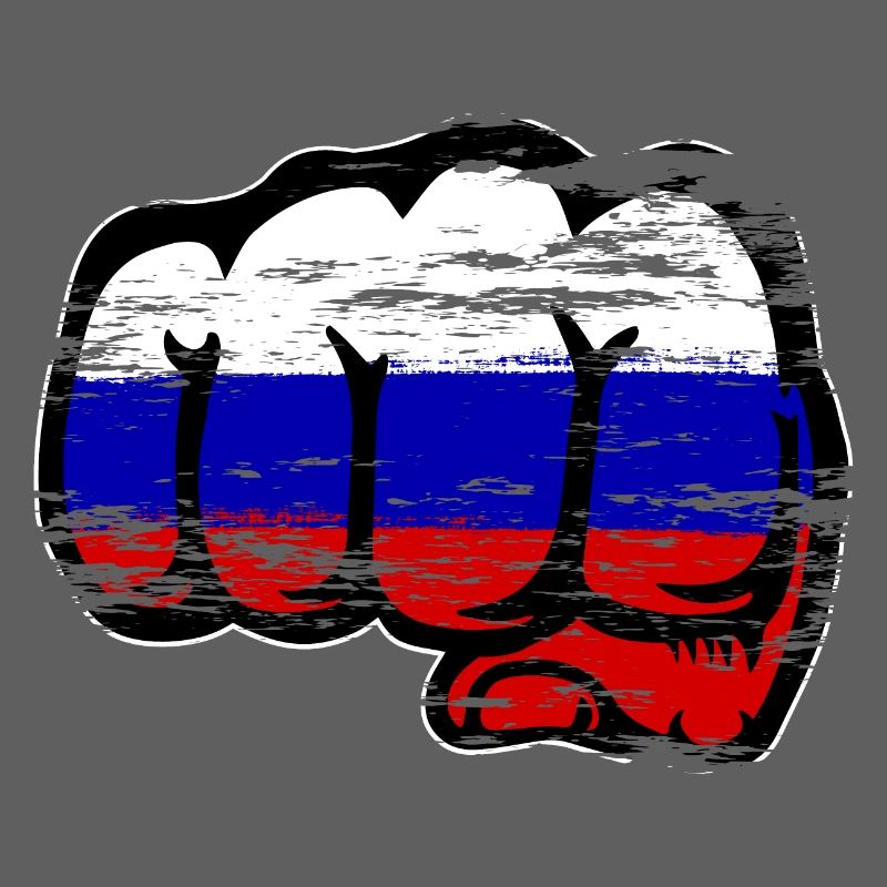 Drapeau de la Russie main poing utilisé