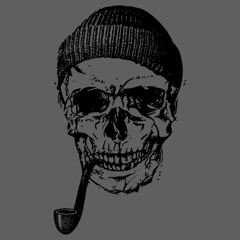 Skull with a pipe and cap