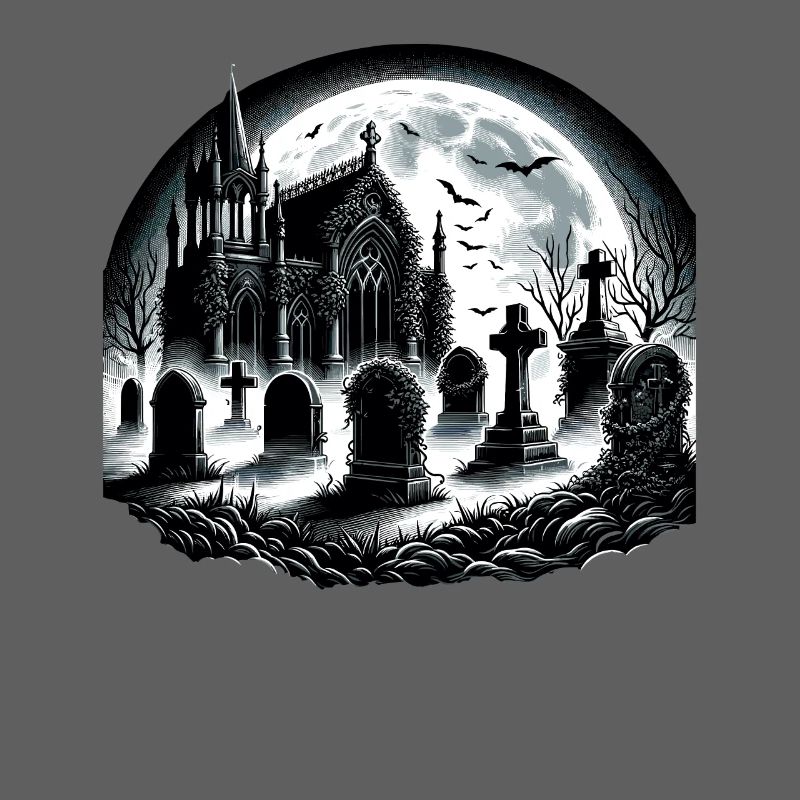 Moonlit Gothic Graveyard: Eerie Night Scene
