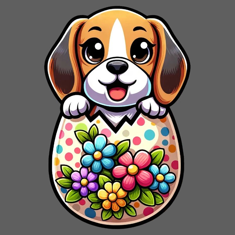 Colorful Easter Egg Beagle Hatching Design