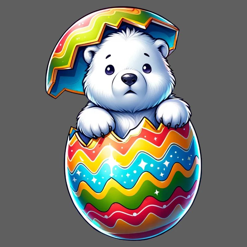 Polar Bear Hatching Easter Egg Cartoon