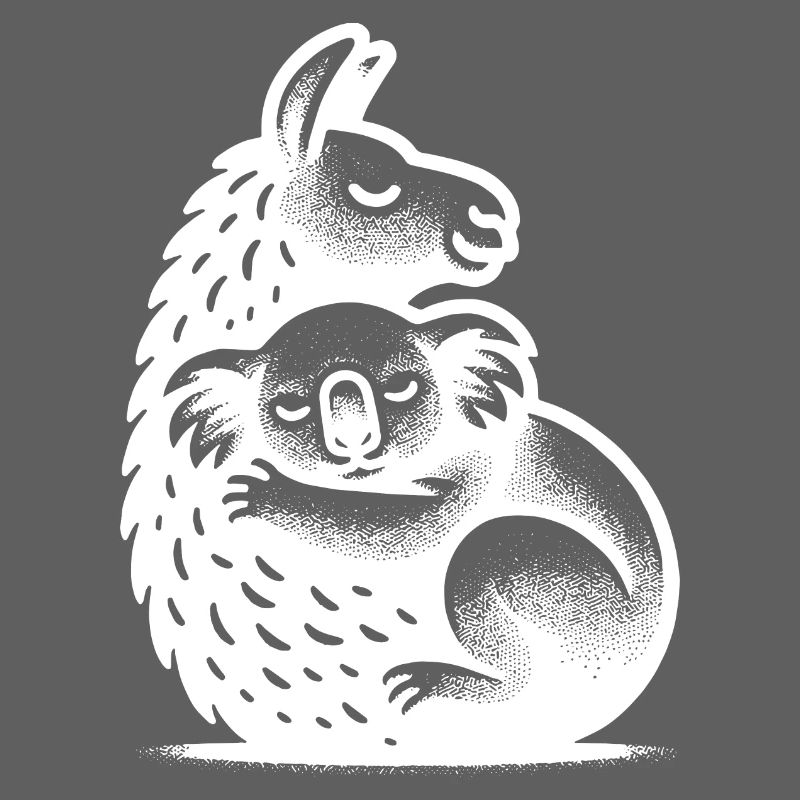 Cute Sleeping Llama with Very Tired Koala