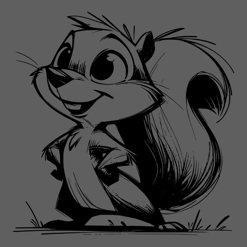 Dessin au crayon d’écureuil mignon
