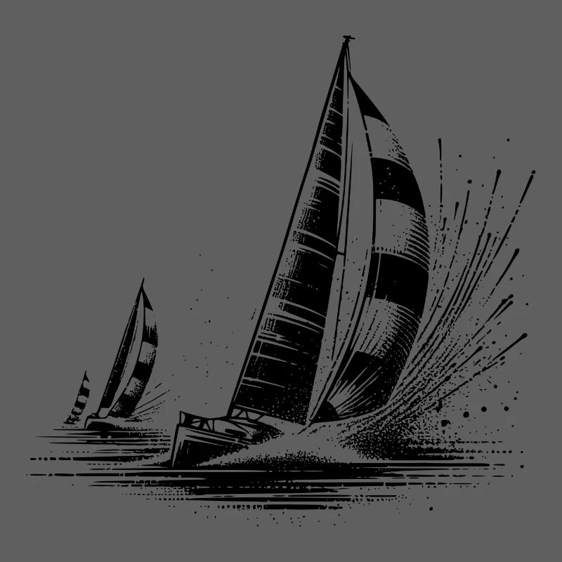 Voiliers de régate dans le vent et les vagues
